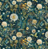 Timeless Treasures Forest Whisper Midnight Wildflower Cotton Fabric by the Yard Flowering Plants