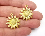 2 Sunflower Flower Daisy Gold Plated Charms Diy jewelry Accessories G27867 Sunflower