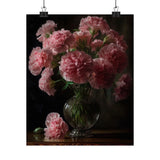 Pink Carnations Flower Art Print Poster, Flower Painting, Flower DŽcor Carnation
