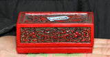 3.5'' Old Qing Qianlong Wood Lacquerware Dynasty Peony Flower Rouge Box Boxs Peony