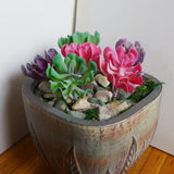 6 Pcs Three Colors Artificial Plants Flocking Succulents (#83) Green Plant