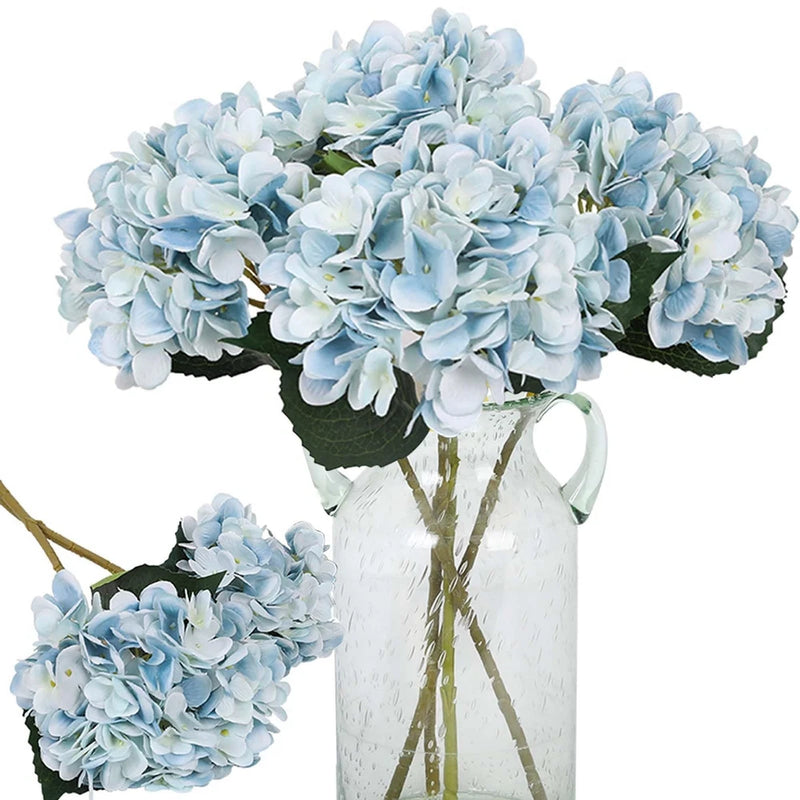 Blue Hydrangea Artificial Flowers 6pcs Faux Hydrangea Flowers, Fake Flowers f... Hydrangea