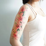 Pink Lilies Sleeve - Pink Lilies Temporary Tattoo / Floral Tattoo Sleeve Lily