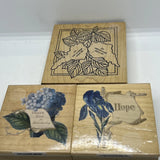 3 Hydrangea Flowers ~ Rubber Stamp~ Rubber ~Stampede~PlantÊ Wood Mounted~ New Hydrangea