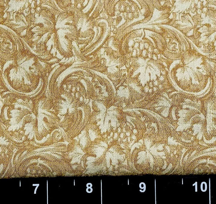 Tina Scrap 9"x21" Grapes Vine Leaf Foliage Swirl Flower Floral Fabric Cotton Flowering Plants
