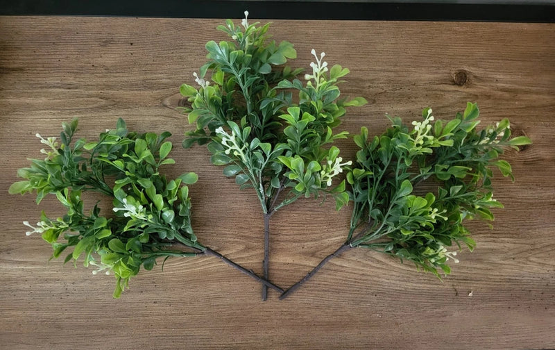 Craft Artificial Boxwood & Berry Bush (3) Sprays 12"  Ht Green Plant