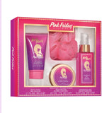 Nicki Minaj Pink Friday 4pc Gift Set ,Fragrance Mist, Body Butter ,Mesh Pouf NEW Bouquet