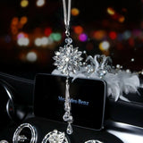 Car Pendant White Sun Flower Pattern Rear View Rhinestone Mirror Accessorie Sunflower