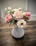 Realistic Artificial Flower Arrangement Silk Peony Rose Pink White High Quality Peony