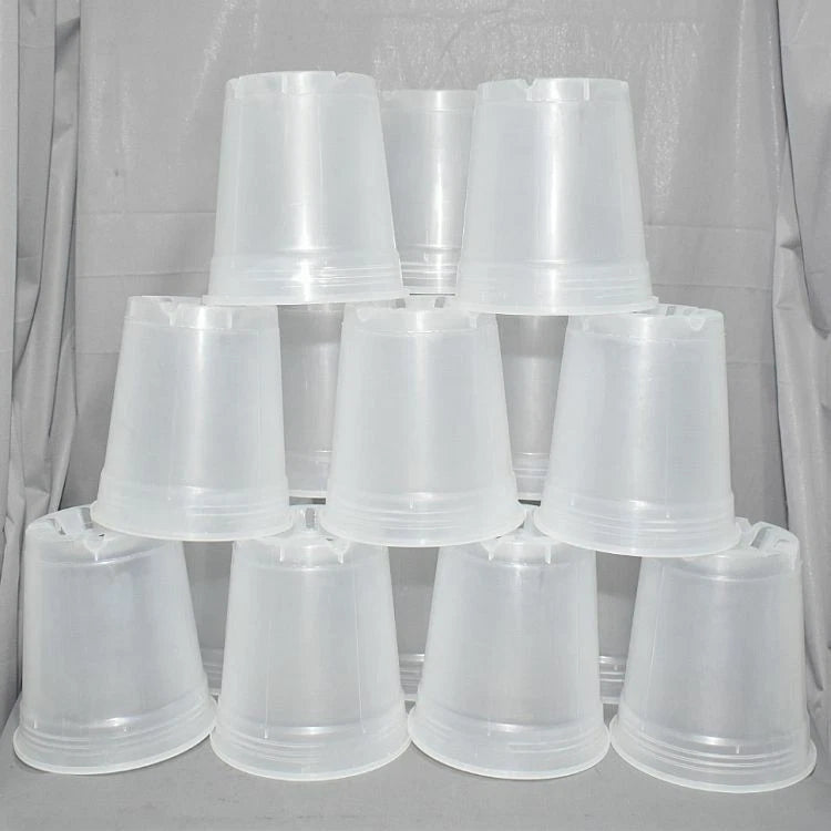 Set of 15 clear 6-inch round plastic orchid pots
