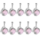 10pc Natural Roses Quartz Stone Dragon Claw Pendants Chakra Reiki Healing Amulet Roses