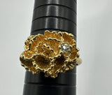 Vtg Gold Toned Rhinestone Avon Flower Ring Carnation Blaze Flower Size 9 Carnation