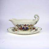 Wedgwood Gravy Boat Ranunculus Etruria England Attached Underplate Vtg - Read Ranunculus