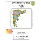 Lisa Horton Crafts Layering Stencils-Corner Hydrangea And Roses Roses