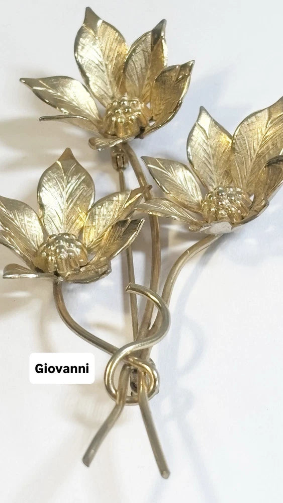 Vintage Giovanni Yellow Gold Plate Sunflower Brooch  3Ó X 1 1/2Ó Sunflower