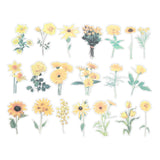 80 Sheet Clear Yellow Sunflower PET Sticker, Waterproof Flower Decal, Yellow Sunflower