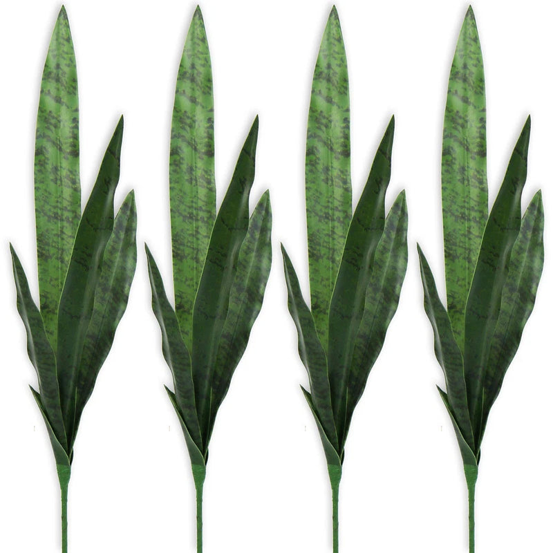 Green Artificial Snake Plants 30" 4 Pcs Faux Agave Fake Sansevieria Green Plant