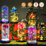 Forever In Glass Dome Eternal Galaxy Rose Flower LED Light Valentine's Day Gift Roses