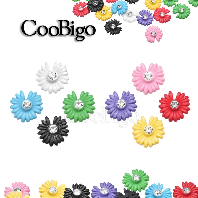 Assorted Colours Plastic Daisy Shape Flatback Flower With Rhinestone Decorations Daisies