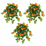 24" UV Resistant Artificial Azalea Hanging Plant (Indoor/Outdoor) - Set of 3 Green Plant