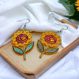 Bloom & Shine: Vibrant Flower Dangle Earrings! NWT Sunflower Accessories, Floral Sunflower