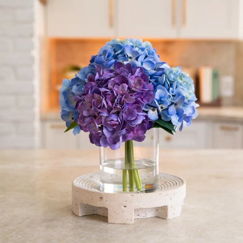 NWOB Faux 12 " Blue Hydrangea Arrangement Sunflower