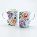 Grace Teaware  Bone China Hydrangea Rose Mugs, Set of 4 Hydrangea