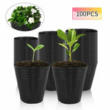 100 PACK NURSERY POTS Outdoor Vegetable Flower Plant Plastic Pot Garden 3 Sizes Garden Plants