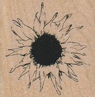 Small sunflower rubber stamp design in black