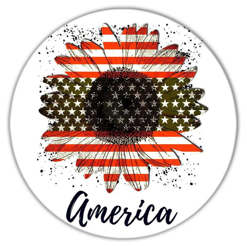 Gift Coaster : Sunflower American Flag Flower Floral Yellow Decor Patriotic Sunflower
