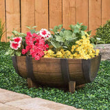 Rustic Whiskey Half Barrel Planter Flower Pot Garden Outdoor Yard Patio Decor Garden Plants