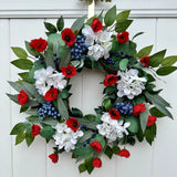 Hydrangea, Red Poppy, Blueberry,and Ficus 22Ó Wreath Hydrangea