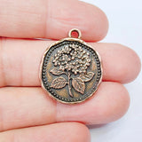 Hydrangea Flower Charms, Double Sided Charm Antique Copper 28x24mm G37883 Hydrangea