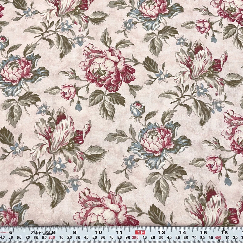 A Touch of Elegance for RJR Fabrics Florals Pink Cotton Fabric by the HALF YARD Flowering Plants