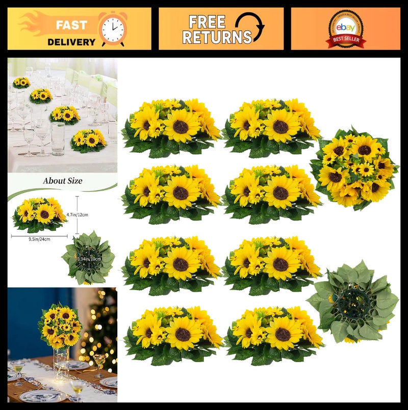 10 Pcs Artificial Yellow Sunflower Flowers - Silk Floral Arrangements for Weddin Sunflower