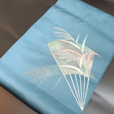 Obi Kimono Usagitei U25 Nagoya drum pattern fan pampas grass blue Pampas Grass