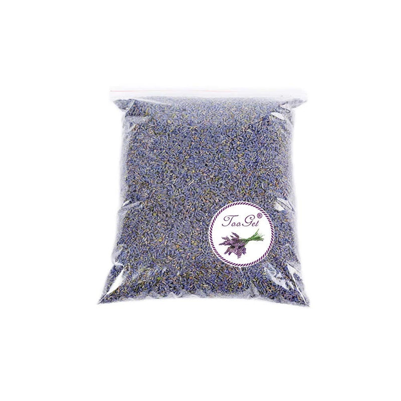 Ultra blue dried lavender buds in sealed bag, purple-blue flakes inside