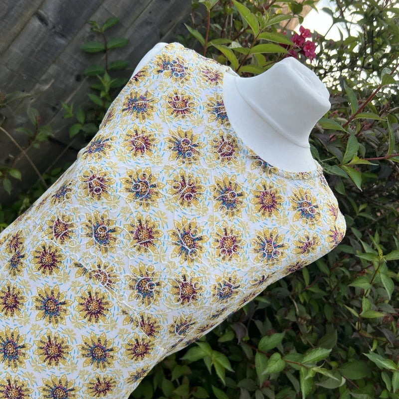 Weird Fish Floral Yellow Summer Sunflower Embroidered Pattern Tunic Dress UK 12 Sunflower