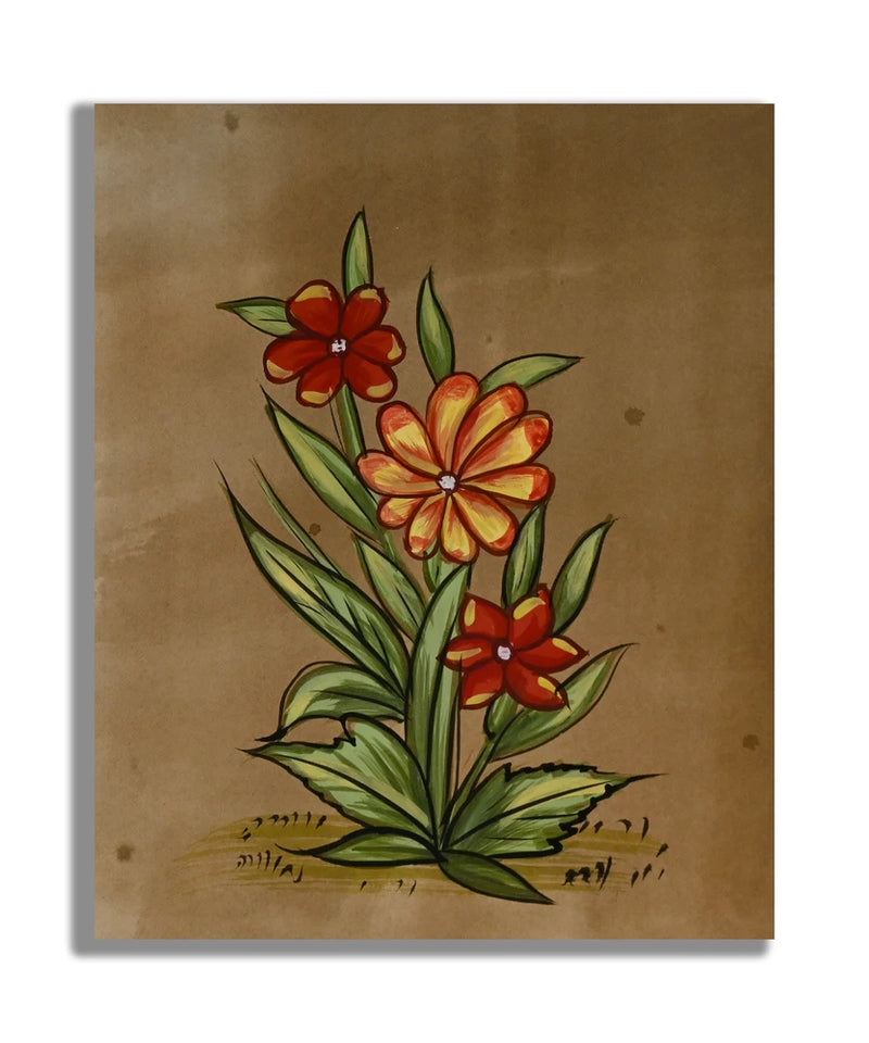 Yellow Lilies Flower Handmade Miniature Floral Painting 6.5 x 5 in "PN9013" Lily