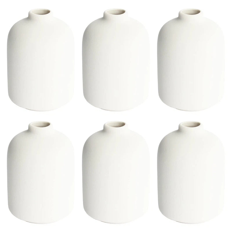 Small White Vase for Decor, 6 Pack Ceramic Vases for Pampas Grass, Boho Vase ... Pampas Grass