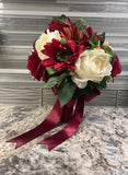 Elegant Bridal Bouquet Perfect for Fall and Winter Wedding Burgundy Orange Bouquet