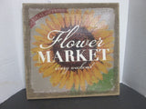 Flower Market Every Weekend sun flower on Burlap 14" x 14" Sunflower