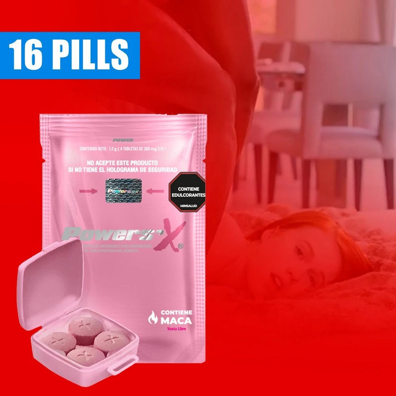 Pink supplement pouch with 16 pills and tablet compartment