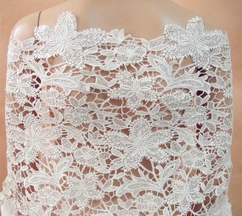 Guipure Embroidery Costume Trim Blossom Bridal Dancing Dress Lace Fabric 0.5 Flowering Plants