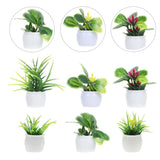6PCS Artificial Green Plants Plastic Model Bonsai Decor Miniature Flower Pots Green Plant