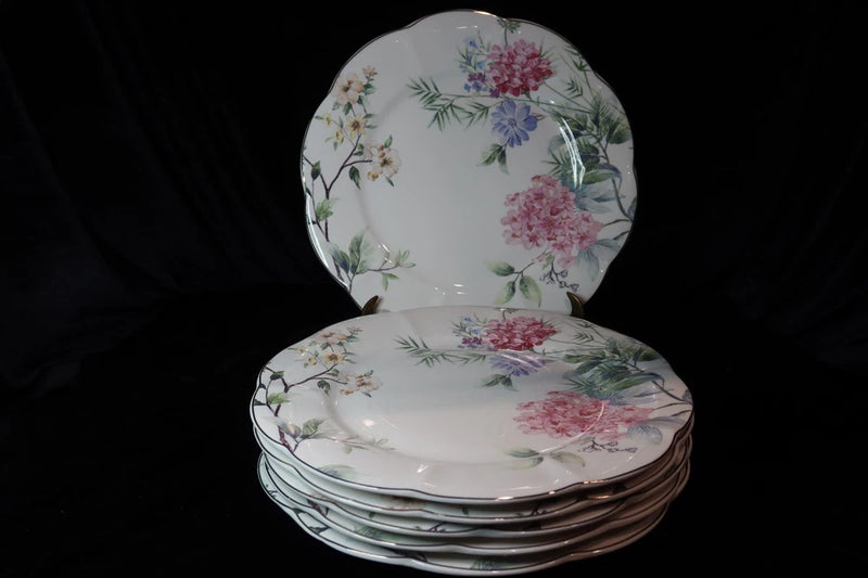 GRACE'S TEAWARE CAMELLIA HYDRANGEA FINE PORCELAIN 6 DINNER PLATES 10 3/4" Hydrangea