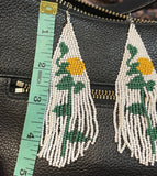 Boho Style Sun Flower Seed Bead Beaded Earrings Fringe Tassel 5ÓLong Sunflower