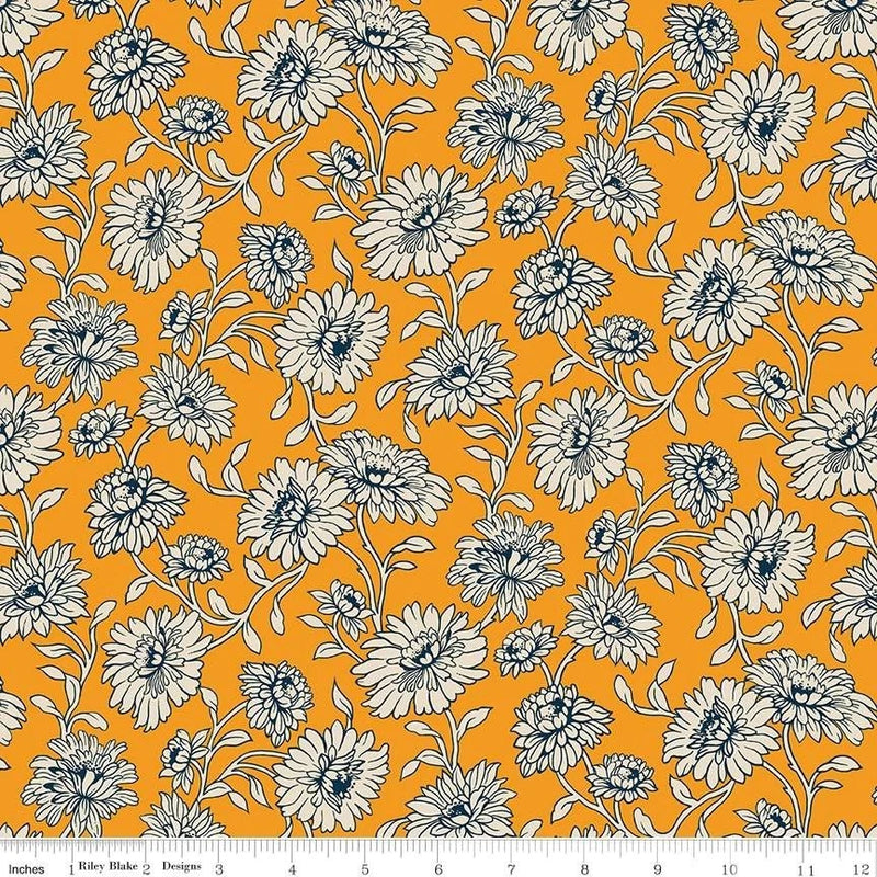 By The Yard ~ Cheddar At Twilight  Floral $3.99 Ships ANY Amount Of Fabric Flowering Plants