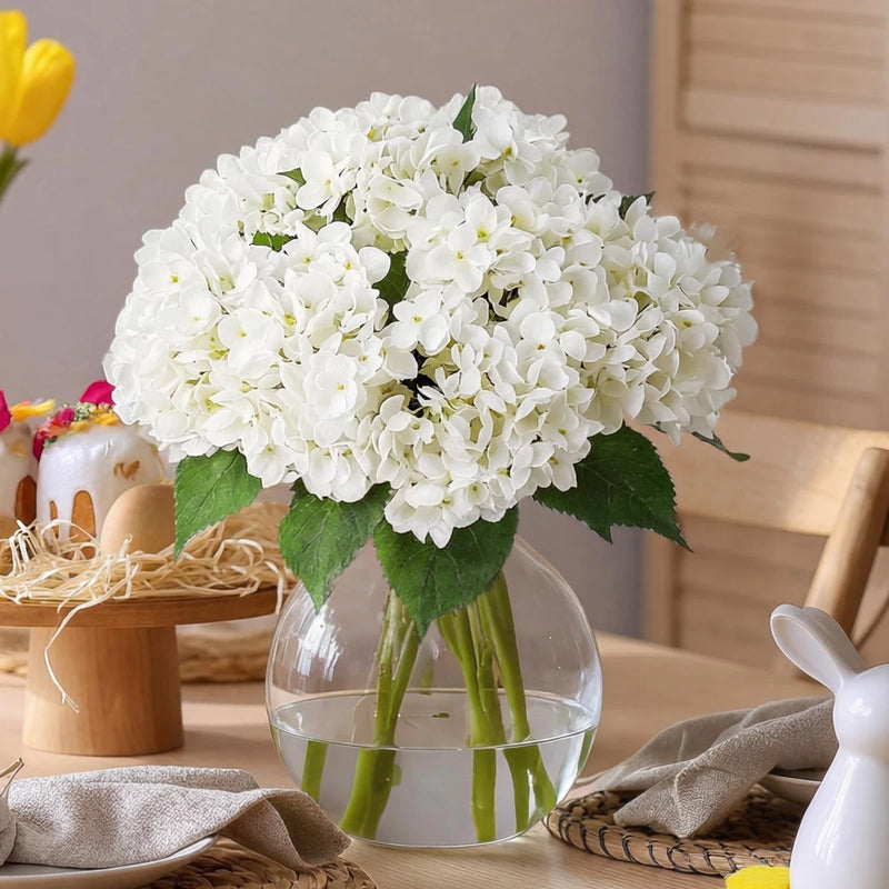 8 Pcs White Hydrangea Artificial Flowers 18 Inch Valentines Faux Hydrangea Fl... Hydrangea