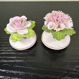 VTG Denton China England China Flower Salt & Pepper Shakers Pink Rose Carnation Carnation